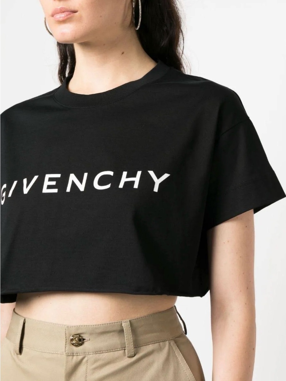 Givenchy Black Cropped Logo Tee